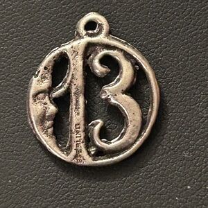 Vintage Lucky 13 Cresent Man In The Moon Unisex Pendant Charm STERLING SILVER